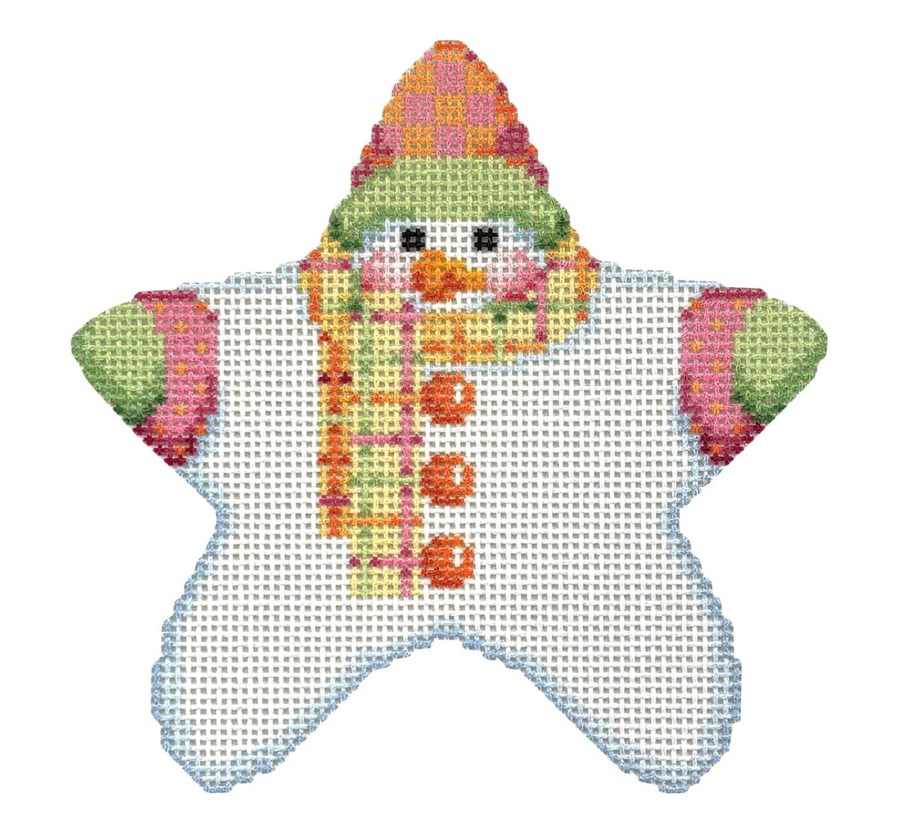 NTG TS428 - Star Shaped Snowman Citrus Plaid Scarf