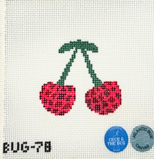 Atlantic blue cherry disco needlepoint canvas