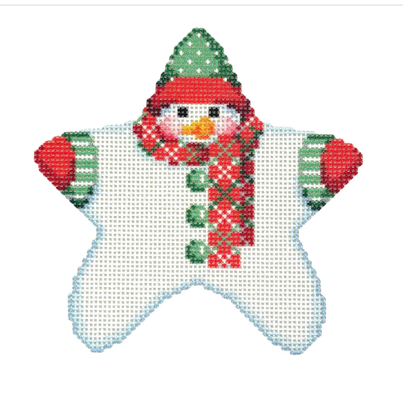 NTG TS429 - Star Shaped Snowman Red Diagonal Plaid Scarf