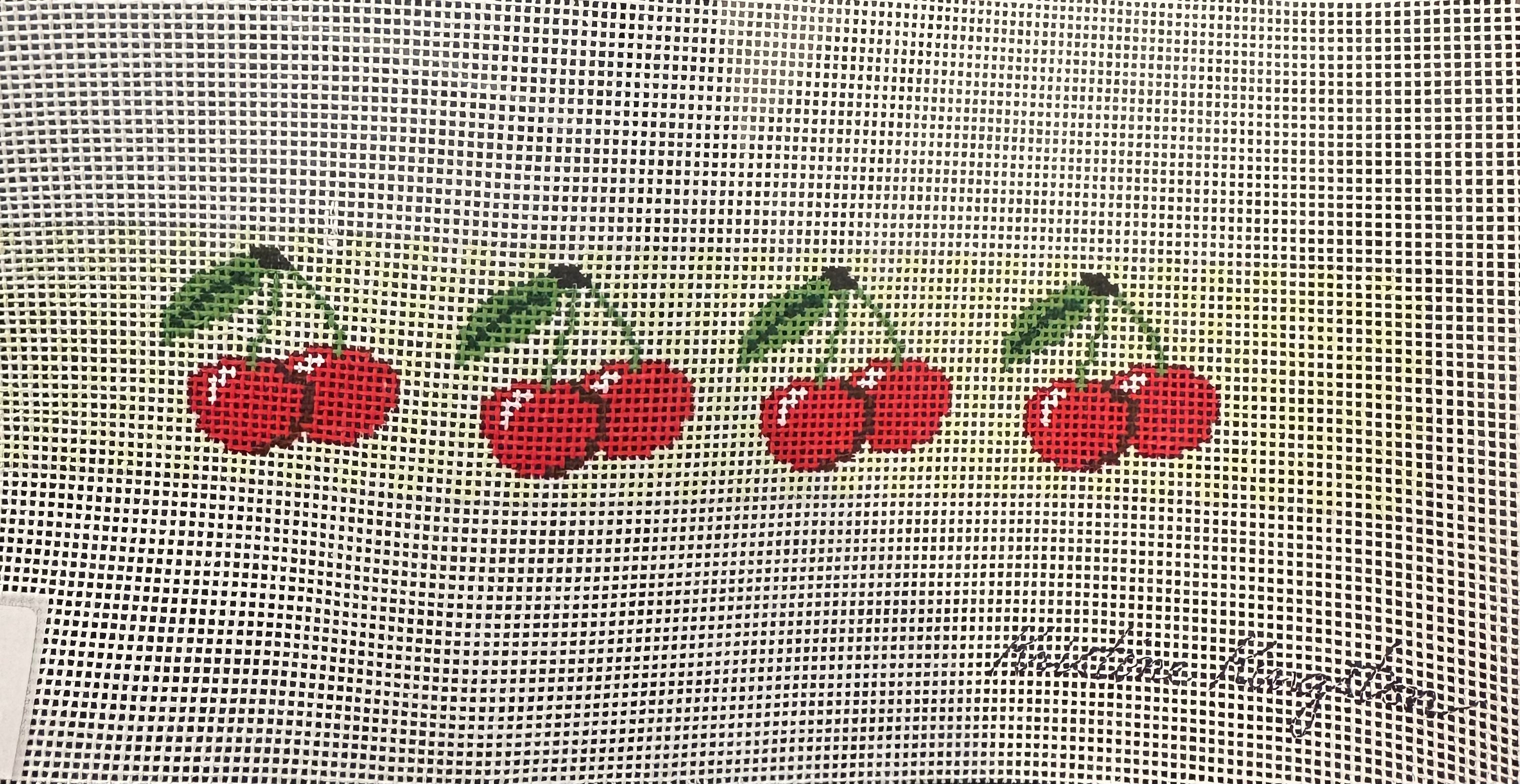 Cherries on Green & White Checks KEY FOB