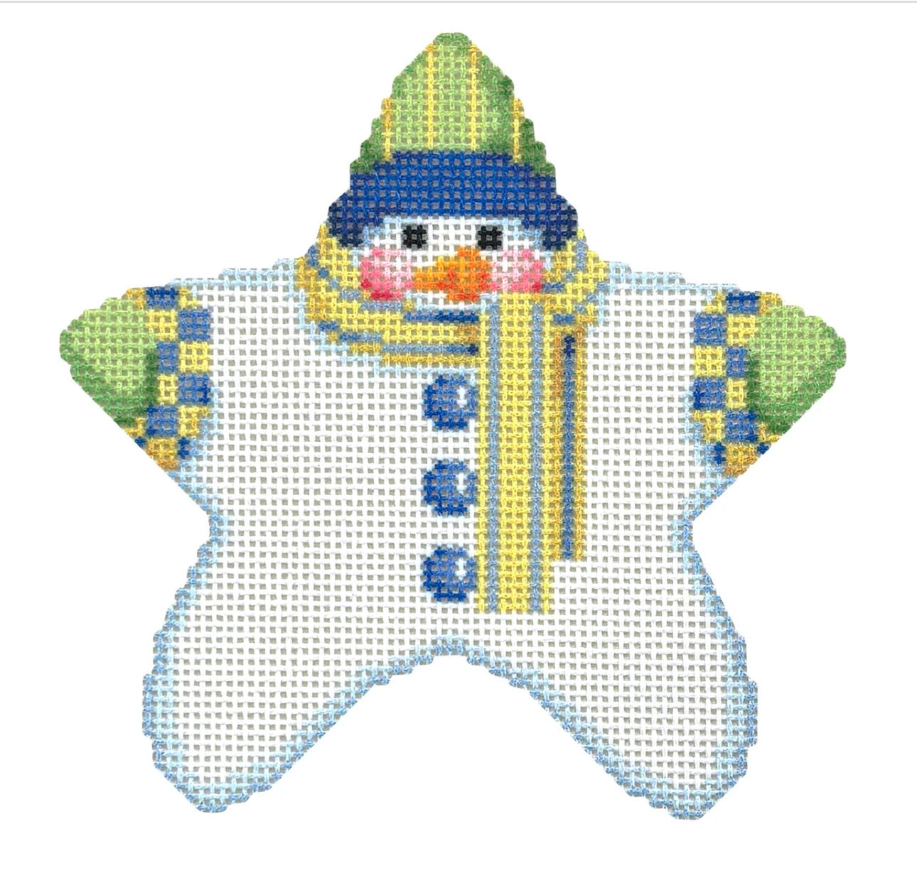 NTG TS427 - Star Shaped Snowman Blue/Yellow Striped Scarf
