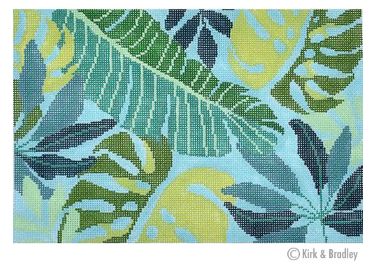 KB 1404 - Tropical Leaves Clutch - Blue