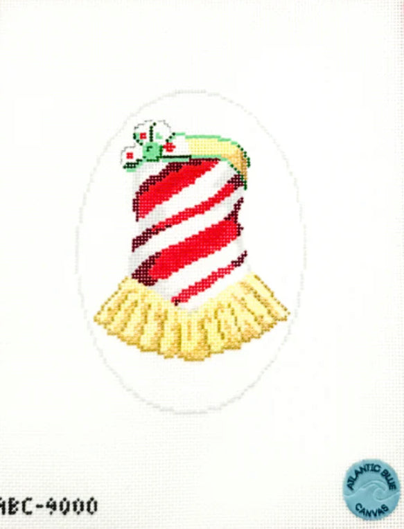 Atlantic blue Rockettes candy cane dress needlepoint canvas
