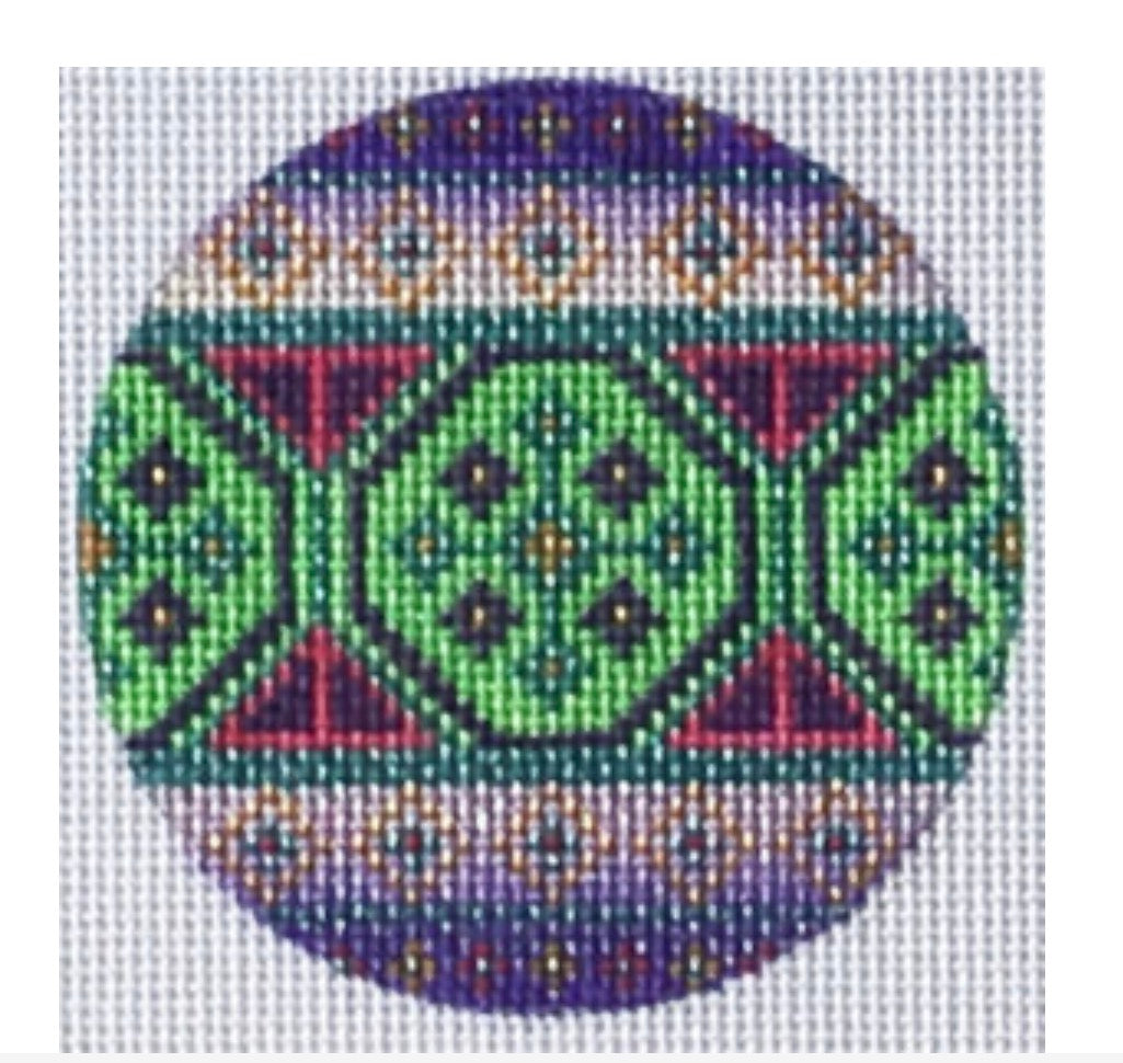 Tanya Mertel: Purple and Green Geometric Round