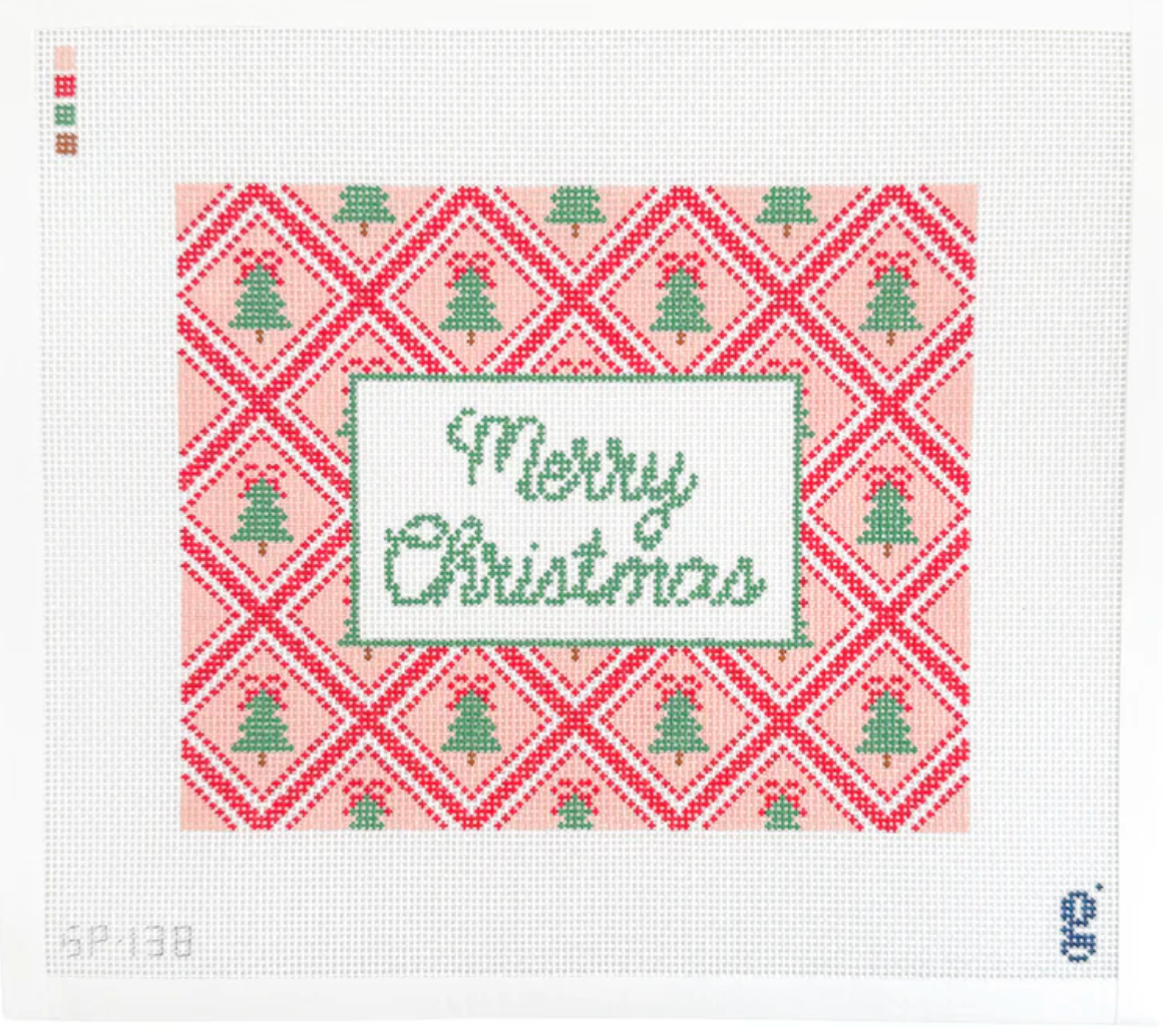 Goodpoint Tree Trellis Merry Christmas needlepoint canvas