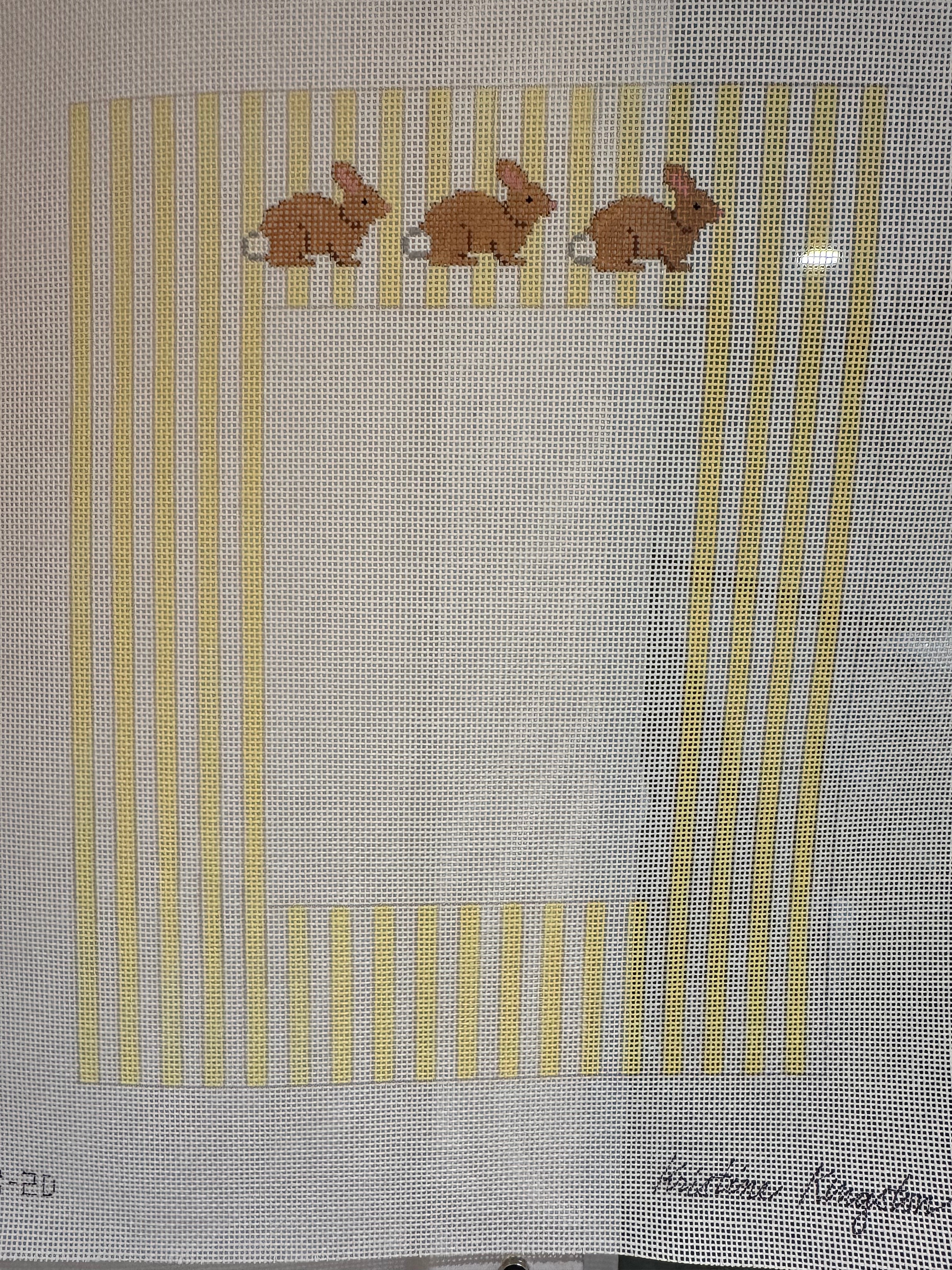 Bunnies on Yellow Stripes Frame