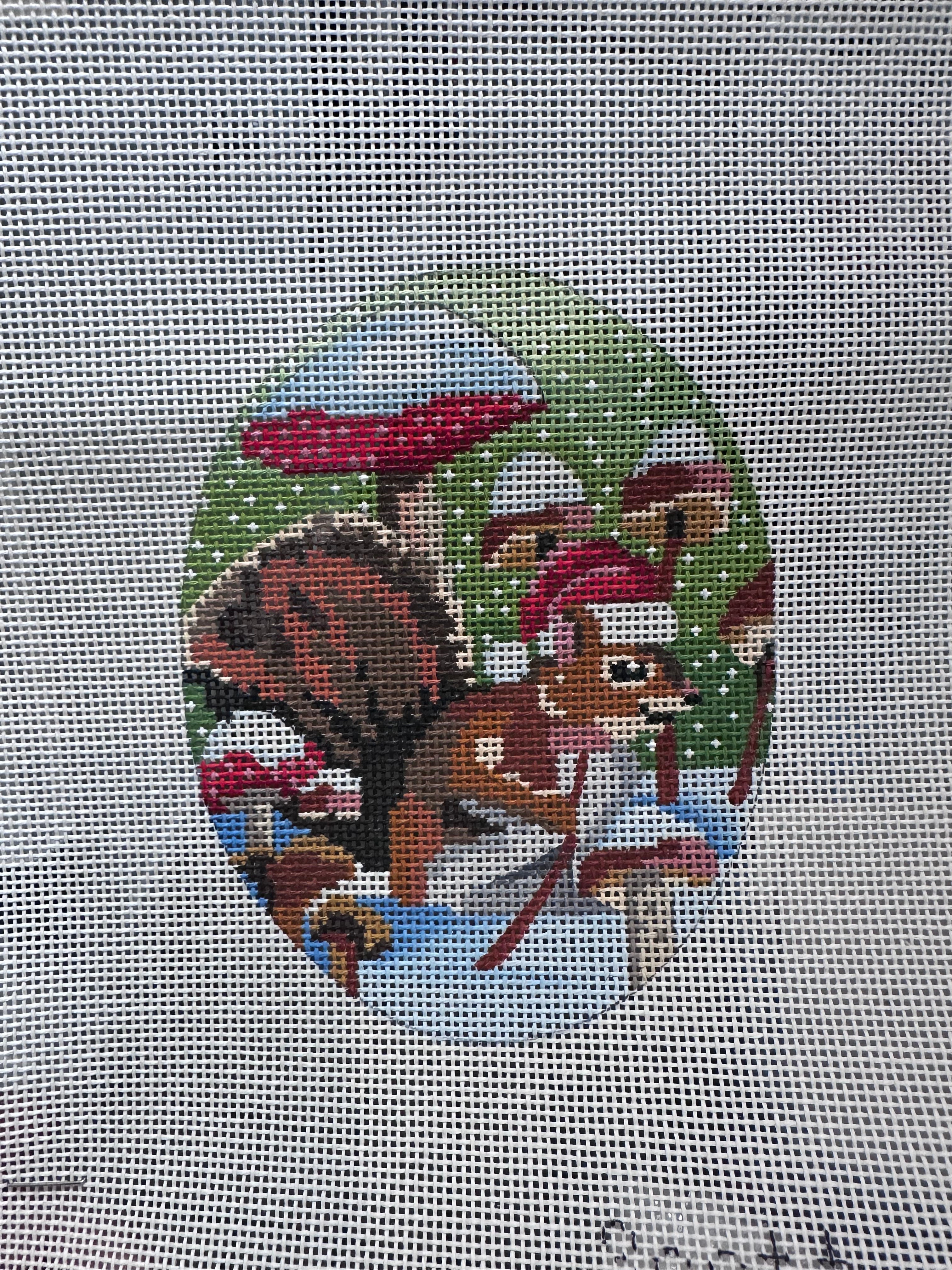 Christmas Chipmunk In Mushrooms