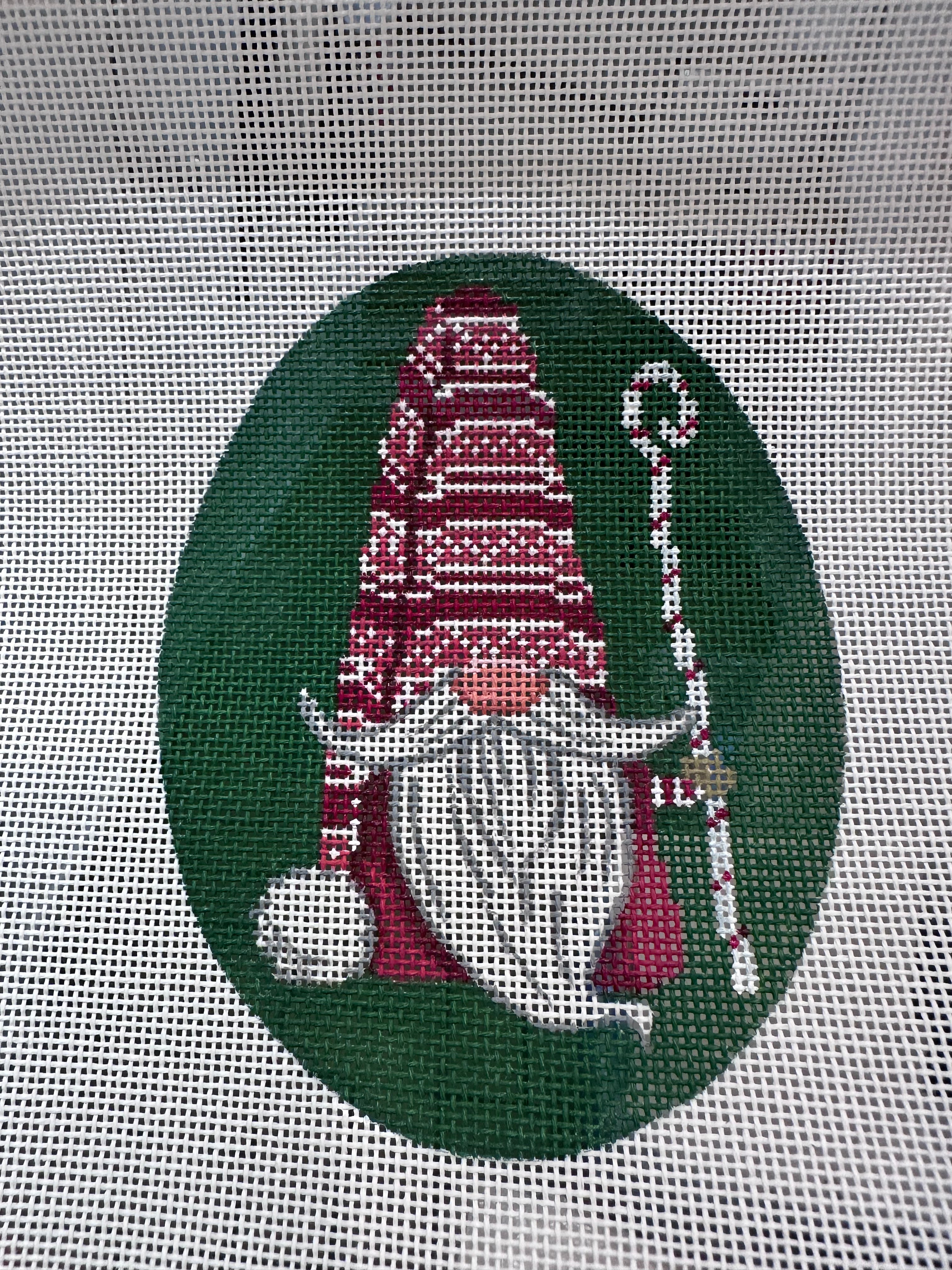 Christmas Gnome on Green Oval