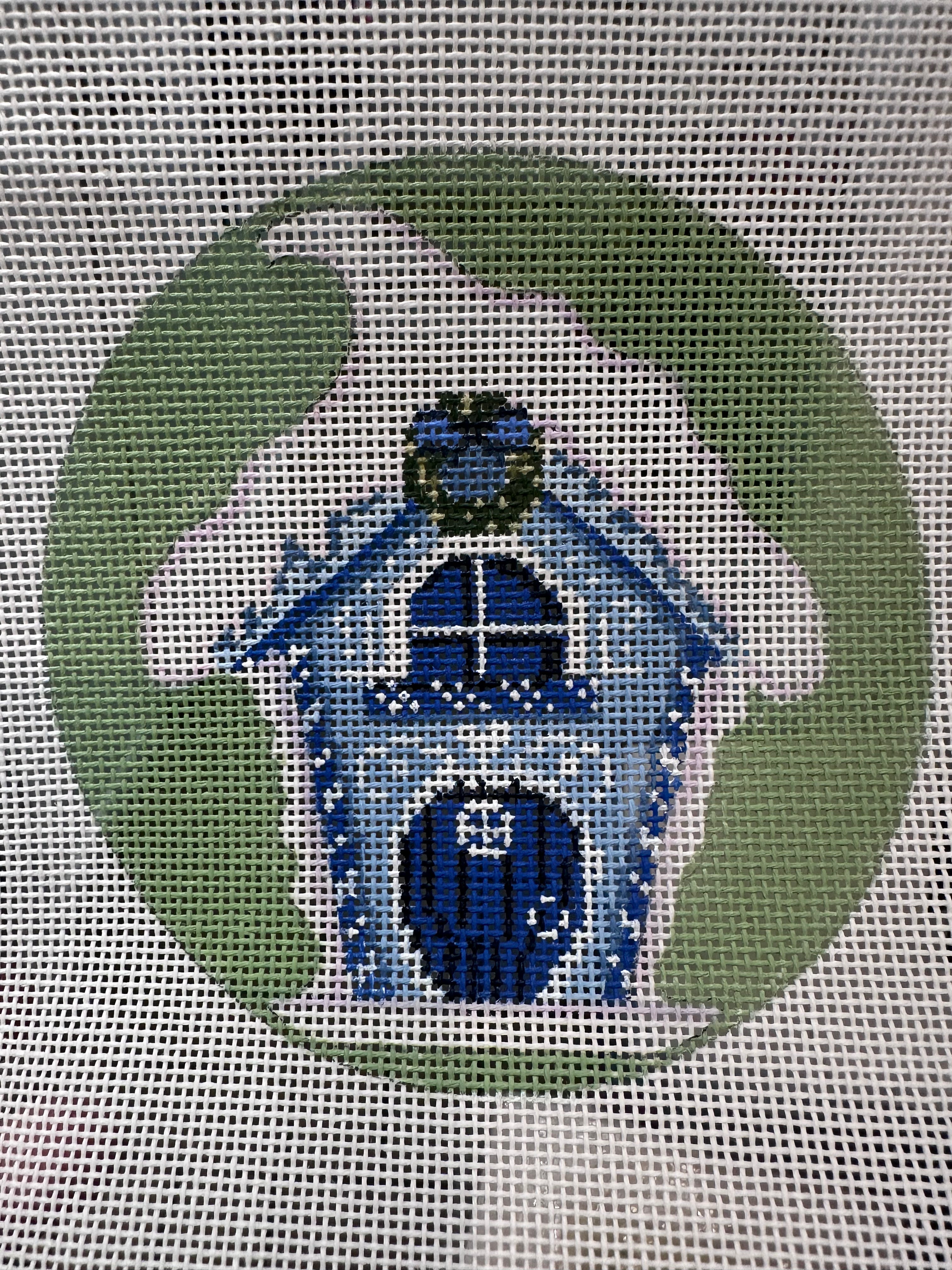 Blue and White Gingerbread House