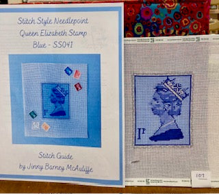 107. Queen Elizabeth Postage Stamp with Stitch Guide