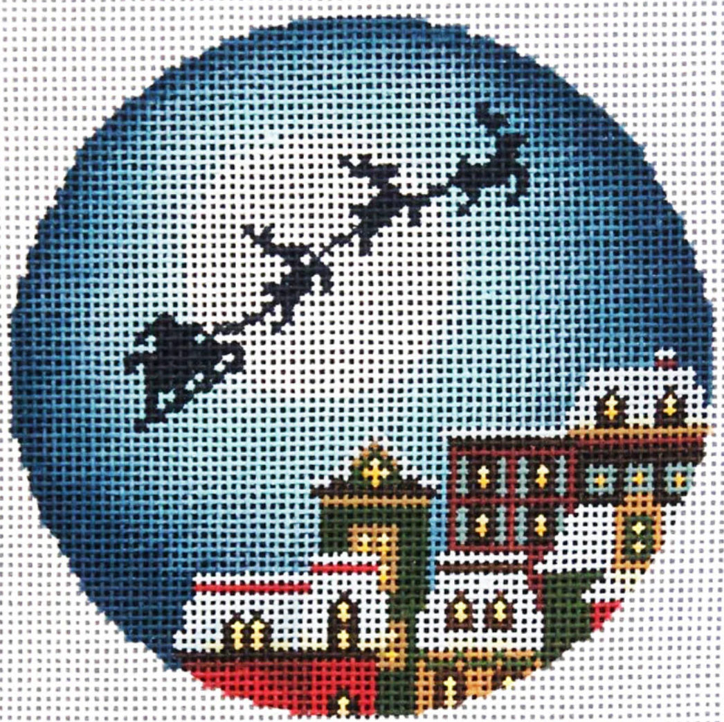 PLD abigail cecile christmas eve town ornament needlepoint canvas