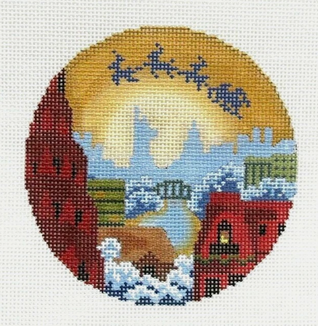 PLD abigail cecile santa over nyc ornament needlepoint canva