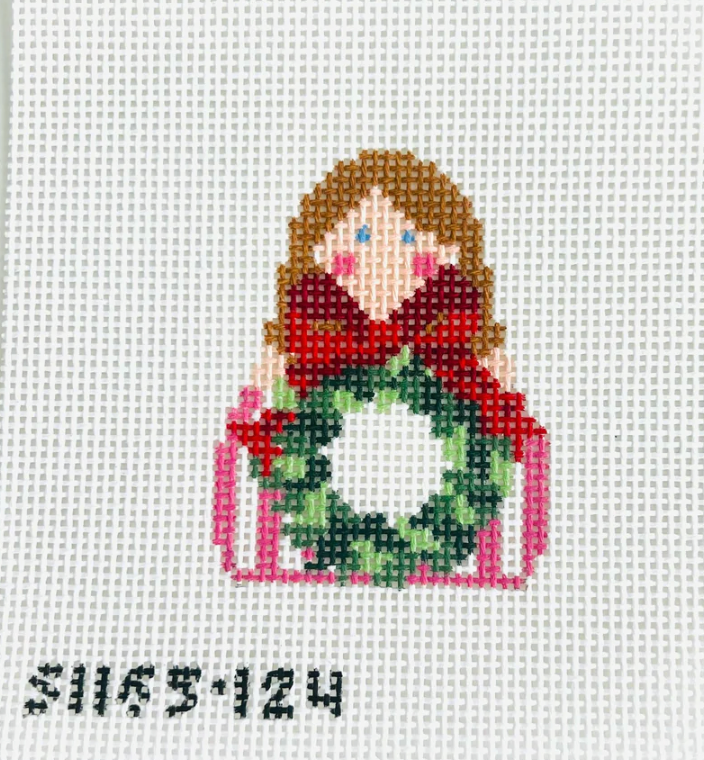 SCT Designs Wreath with Red Bow Angel needlepoint canvas