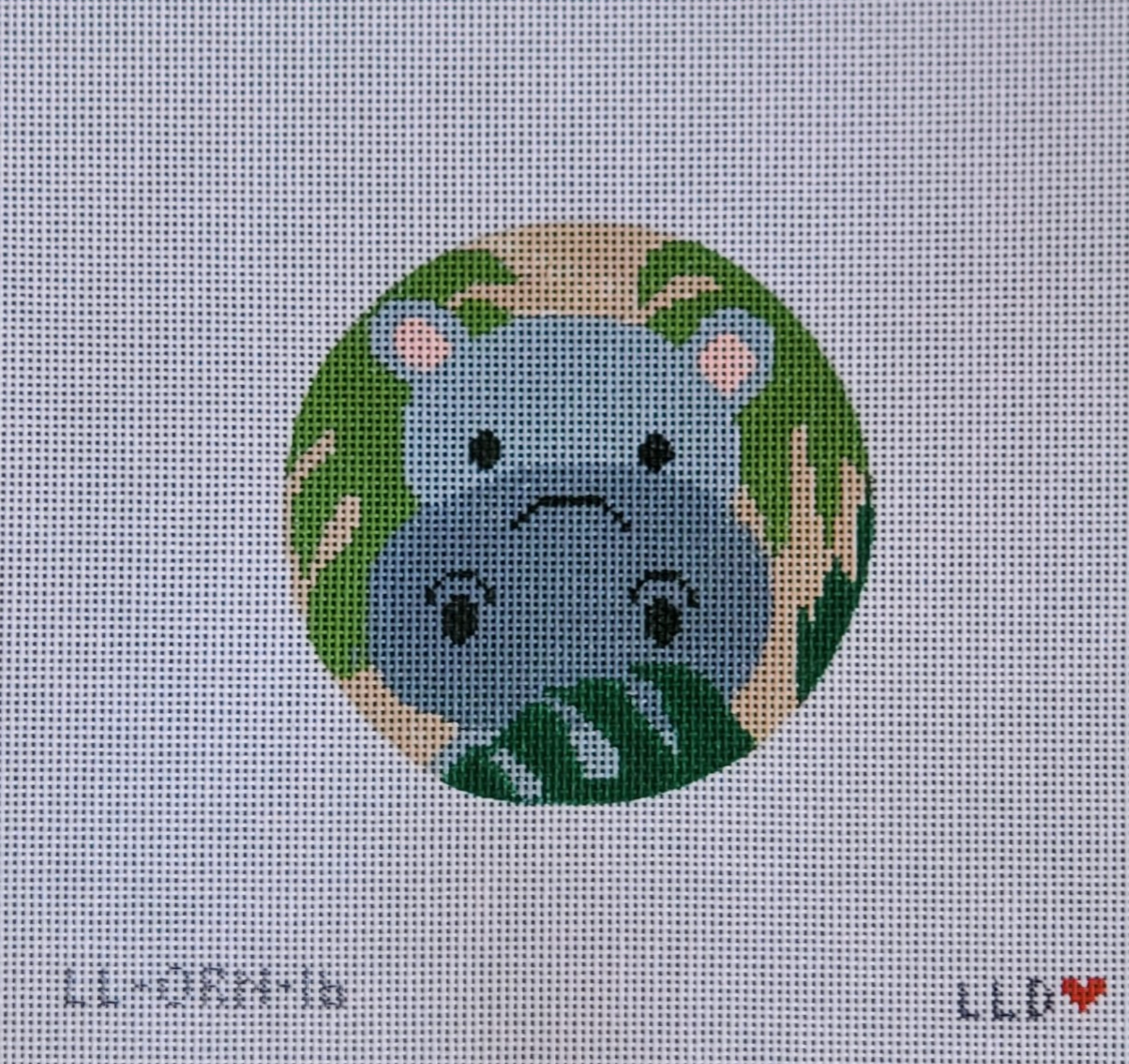Hippo Ornament Round