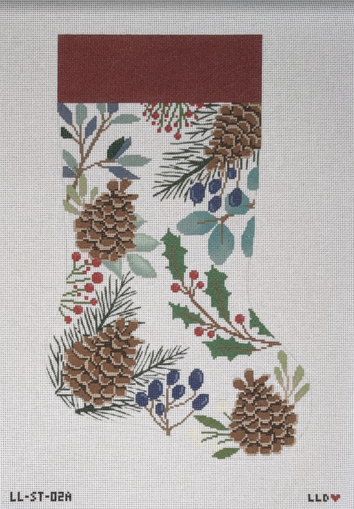 White Stocking with Red Flowers
