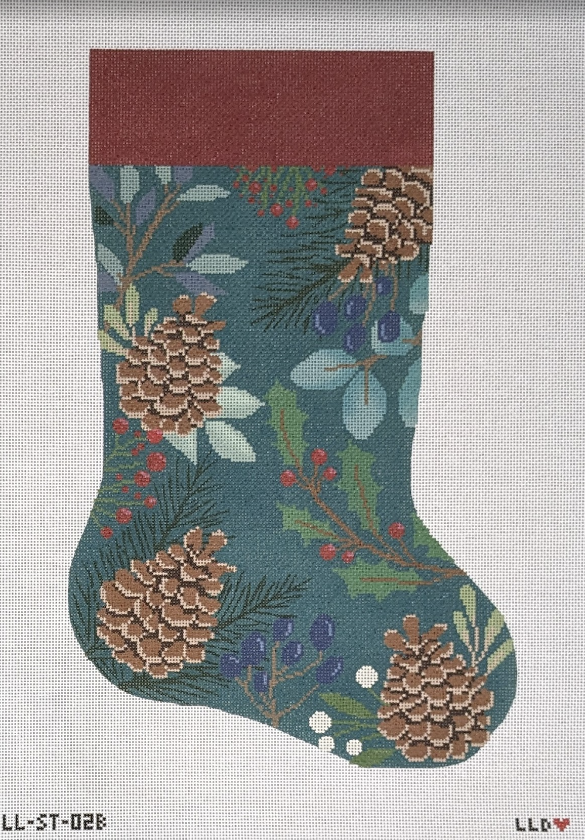 Green Stocking with Pinecones