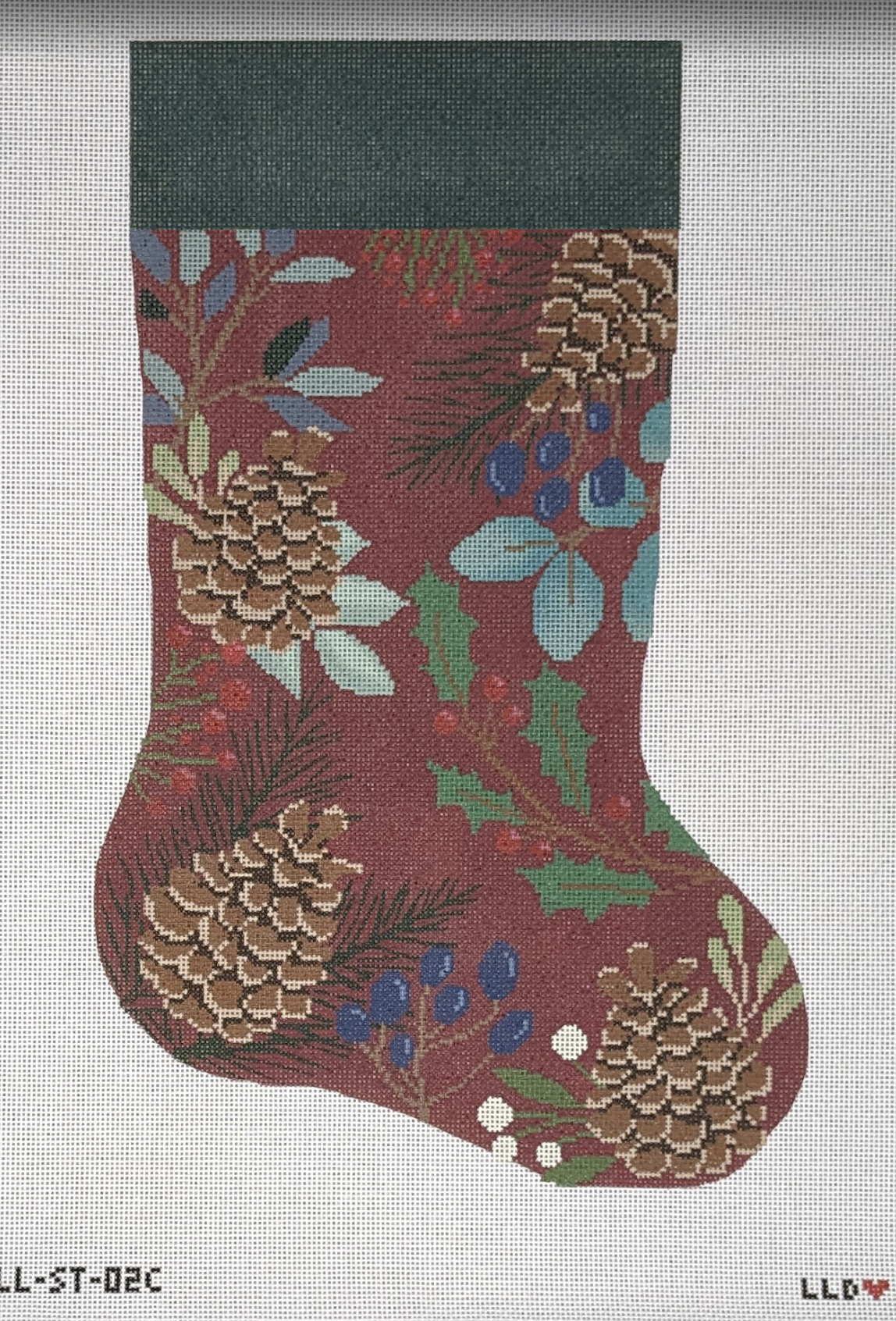 Red Stocking with Pinecones
