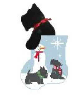 Snowman Scotties Mini Sock with Scottie Critter