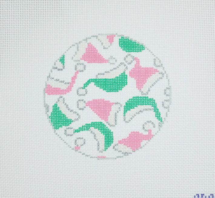 Santa Hats Pink/Green Round