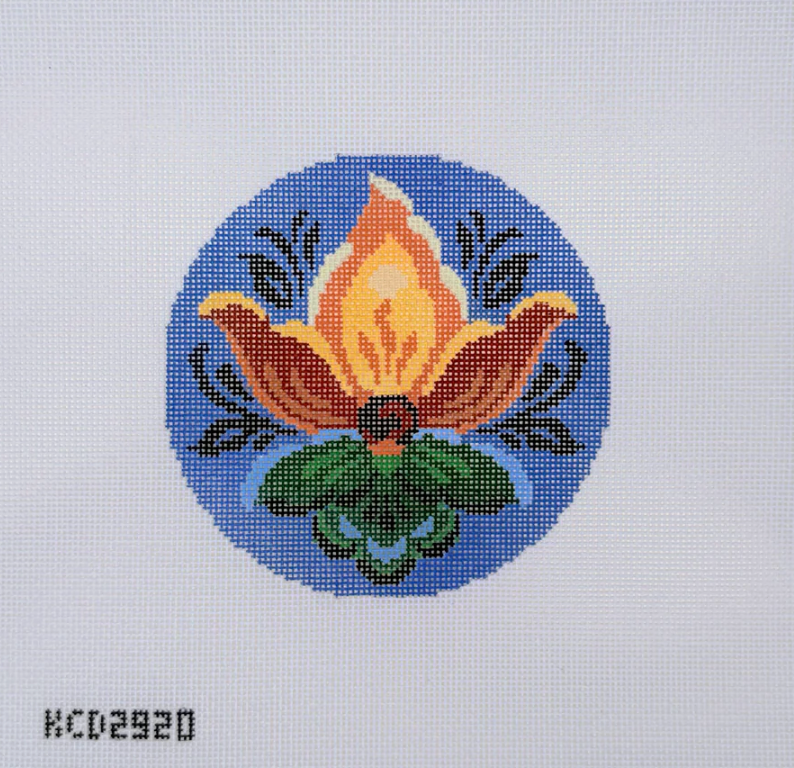 Rosemaling Flower on Blue