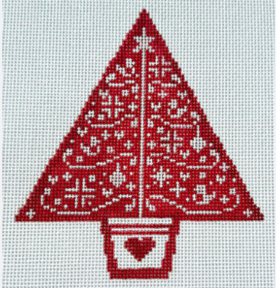 Sweater Weather Red and White Tree with Heart