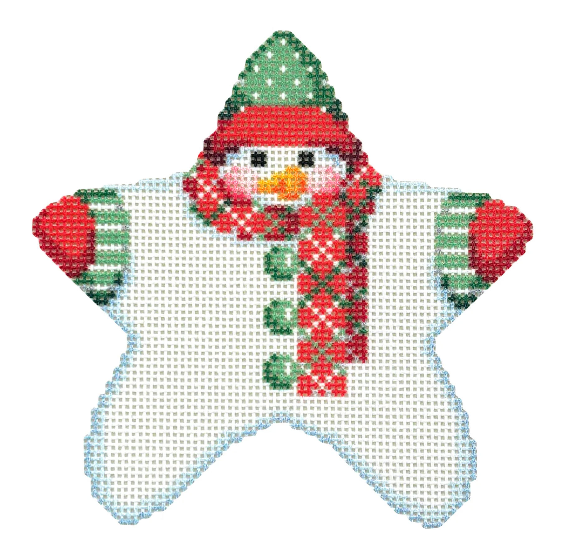 Star Shaped Snowman Red Diagonal Plaid Scarf
