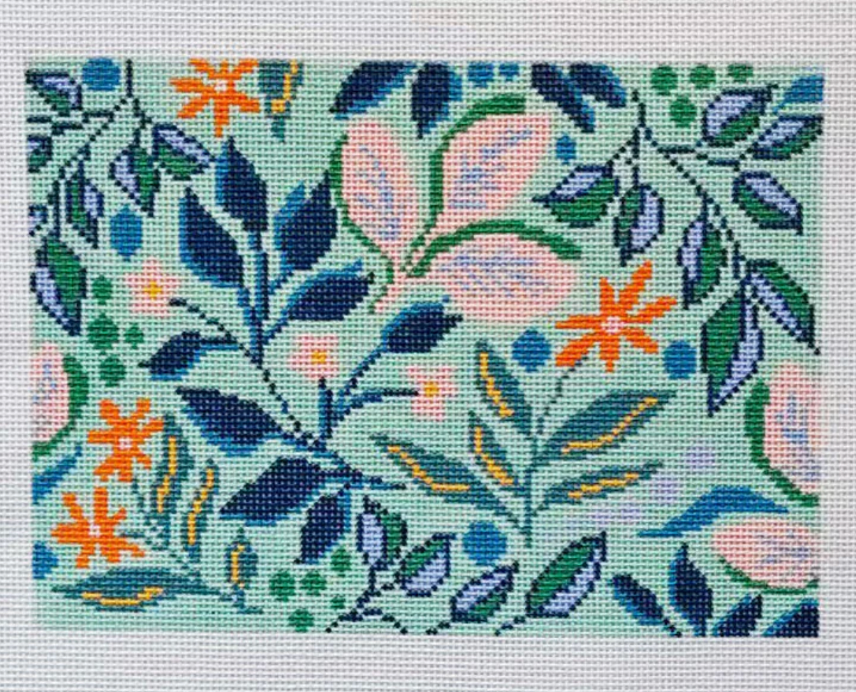 Aqua Floral Pattern Clutch - Julia McGahee