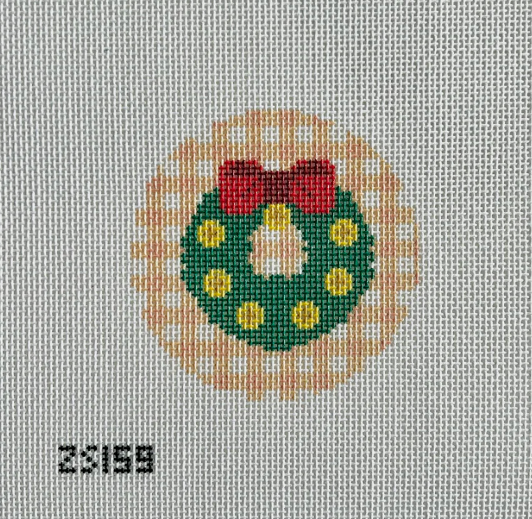 Green Wreath with Red Bow Printed Canvas