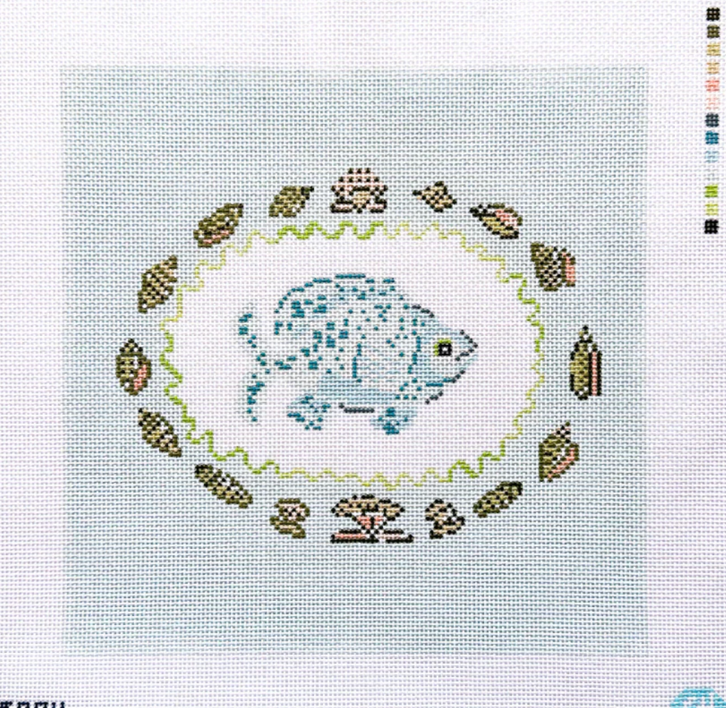 Shell Platter Blue – Rita's needlepoint