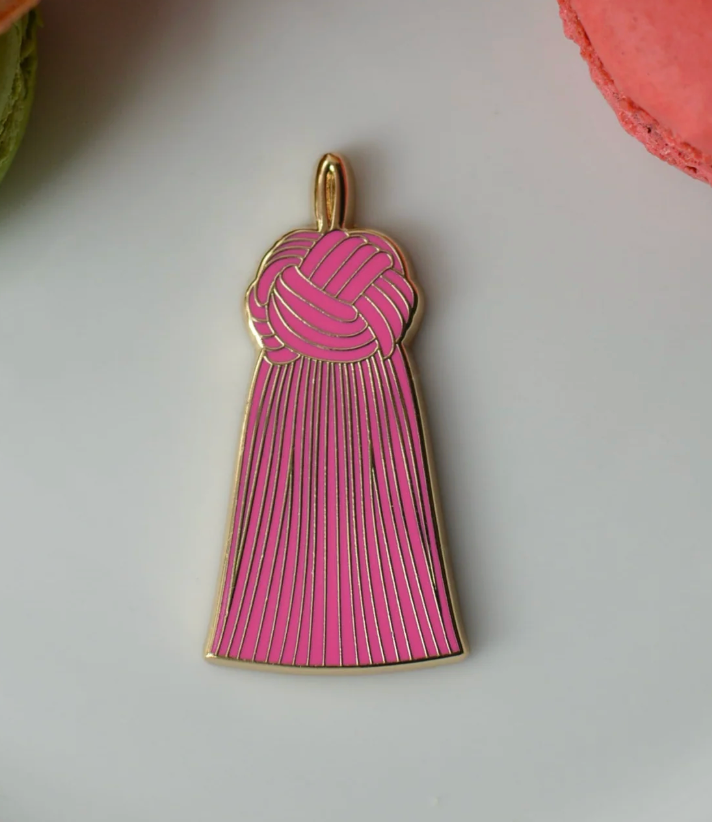 Pink French Knot Tassel Needle Minder