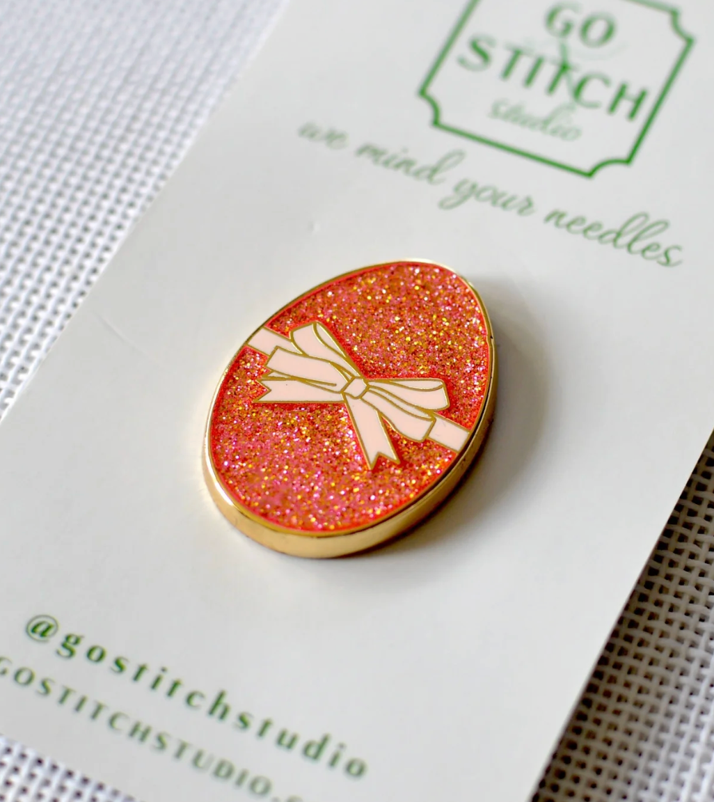 Pink Champagne Glitter Egg Needle Minder
