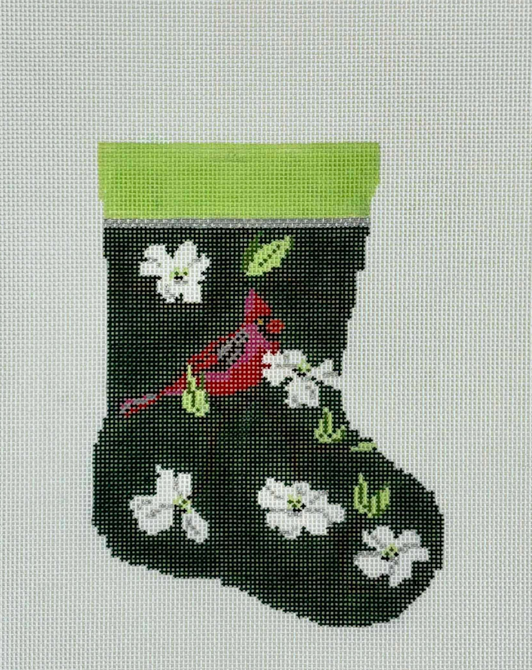 Cardinal & White Dogwood Mini Stocking