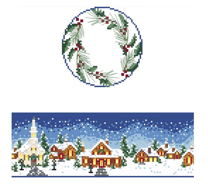 Christmas Village Round Hinged Box Canvas