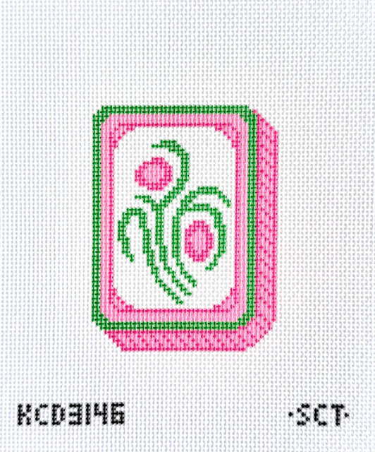 Pink Mahjong Flower Tile Printed Canvas