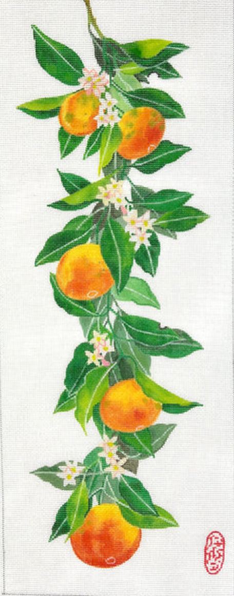 Hanging Oranges W/Leaves & Orange Blossoms