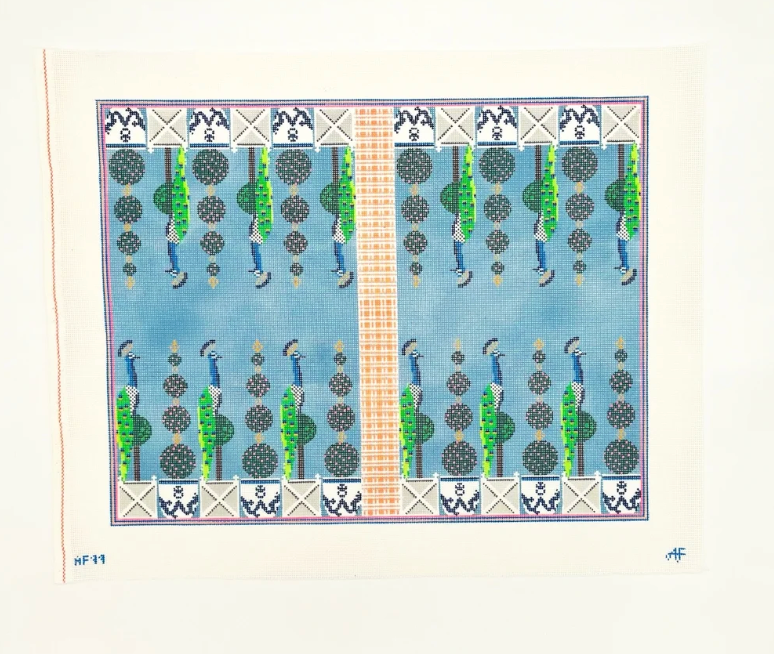 Peacock Backgammon Board 14 mesh Needlepoint Canvas - 14 mesh