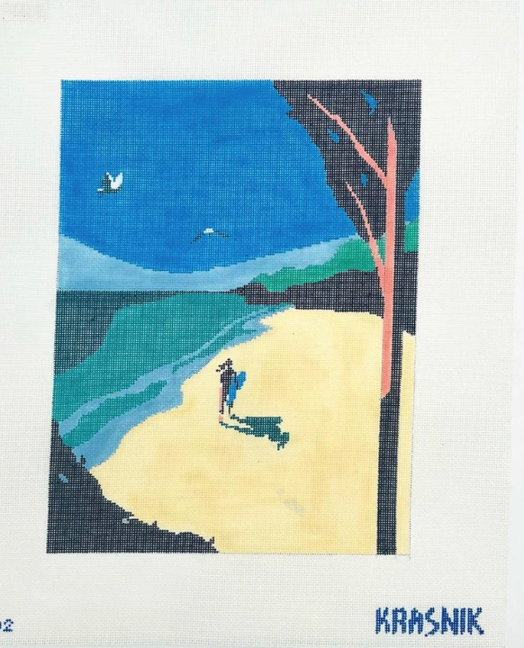 Surfer Girl Needlepoint Canvas - 18 mesh