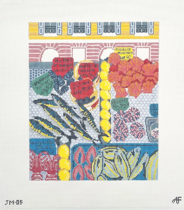 Fish Market Needlepoint Canvas - 14 mesh