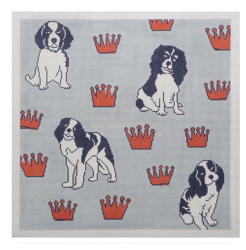 King in Blue & Red Needlepoint Canvas - 18 mesh