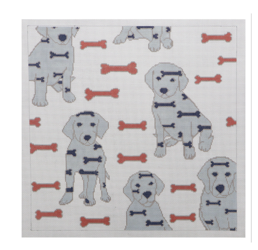 Retriever in Blue Needlepoint Canvas - 18 mesh