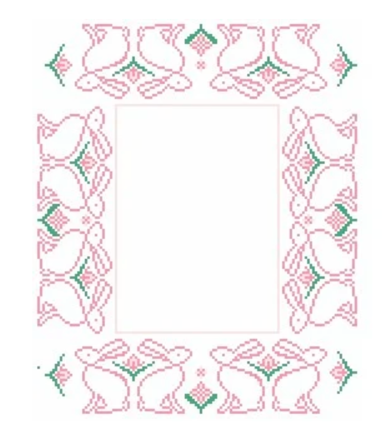Bunny Rabbit Frame 13 mesh Needlepoint Canvas - Pink