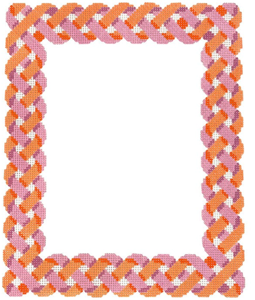 Rope Frame 13 mesh Needlepoint Canvas - Pink