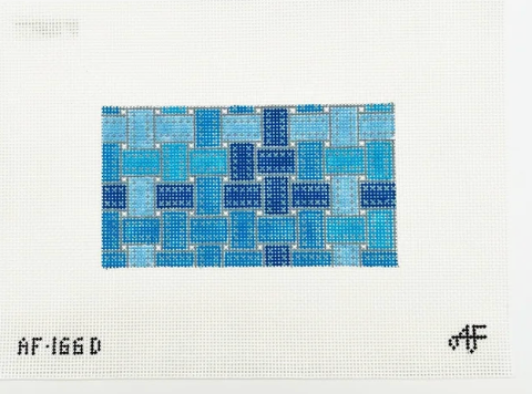 Ribbon Rectangular Insert 13 mesh Needlepoint Canvas - Denim