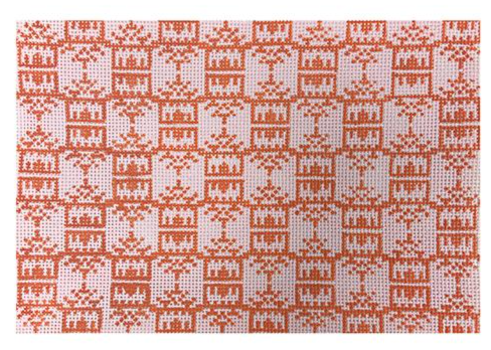 Pagoda Print Clutch Needlepoint Canvas - Pink & Orange
