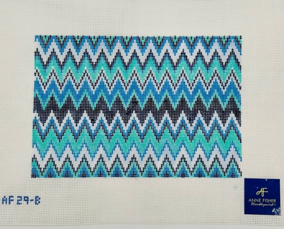 ZigZag Clutch 14 mesh Needlepoint Clutch - Blue