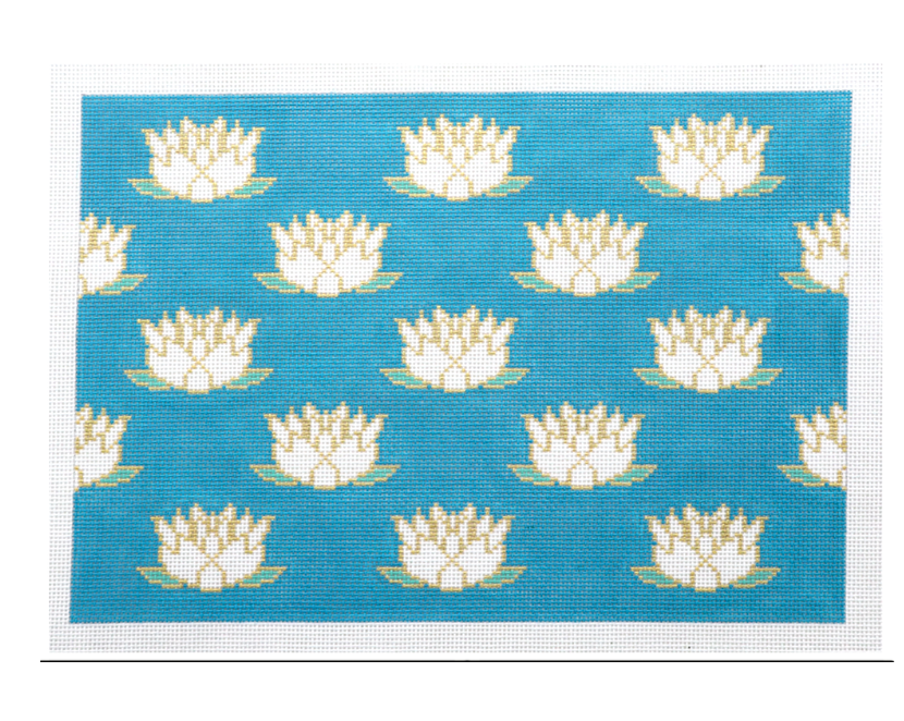 Lotus Clutch 18 mesh Needlepoint Canvas - Teal