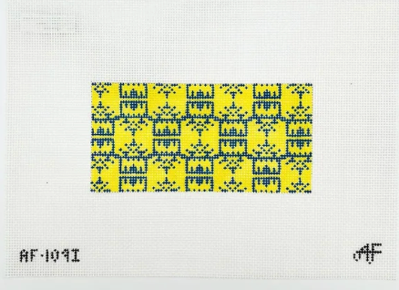 Pagoda Insert 14 mesh Needlepoint Canvas - Blue and Yellow