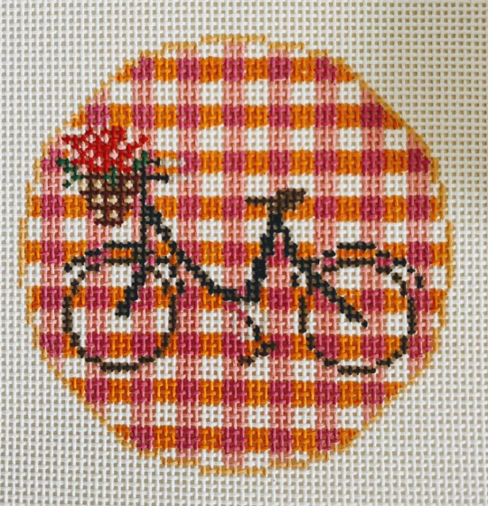 Gingham Bike Insert 13 mesh Needlepoint Canvas - 13 mesh