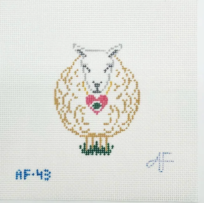 "I love you" Sheep ornament Needlepoint Canvas - 14 mesh