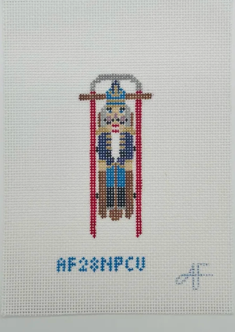 Sled with Purple Nutcracker Needlepoint Canvas - 14 mesh